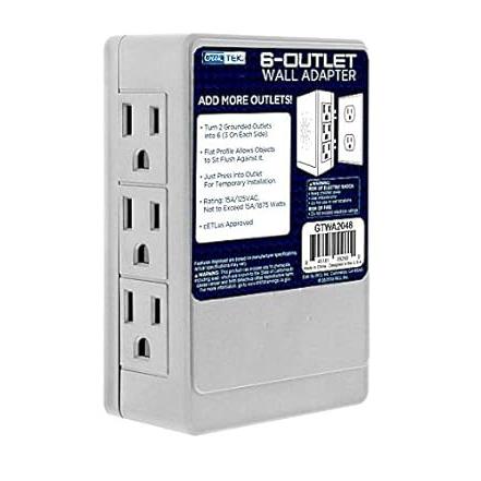 Wholesale-Geek Tek GT-GTWA6012 - 6-Outlet Wall Tap with Surge Protection-Electro Vision Inc