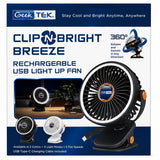 Wholesale-Geek Tek GTCF3006 Clip-N-Bright Breeze Rechargeable USB Fan w/Clip-Rechargeable Fan-Electro Vision Inc