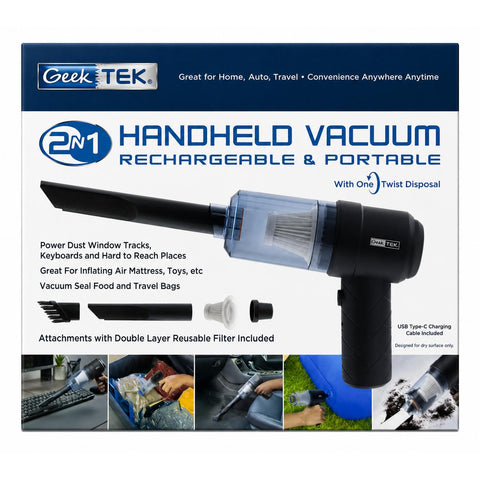 Wholesale-Geek Tek GTPV21012 Portable Hand Held Vacuum - 2 in 1-Vaccuum-Electro Vision Inc