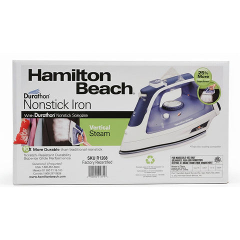 Wholesale-Hamilton Beach 1208-R/B Nonstick Iron w/ Auto Shutoff - CERTIFIED REFURBISHED-Iron-Electro Vision Inc