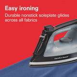 Wholesale-Hamilton Beach 14289F Nonstick Retractable Cord / Auto Shut-off Iron (Black)-Iron-Electro Vision Inc