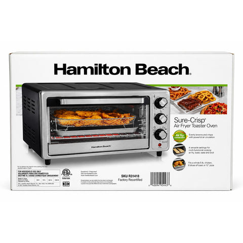 Wholesale-Hamilton Beach 31418-R/B Air Fryer/Toaster Oven - CERTIFIED REFURBISHED-Air Fryer Oven-Electro Vision Inc