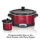Wholesale-Hamilton Beach 33573 Programmable 7-Quart Slow Cooker Red-Electro Vision Inc