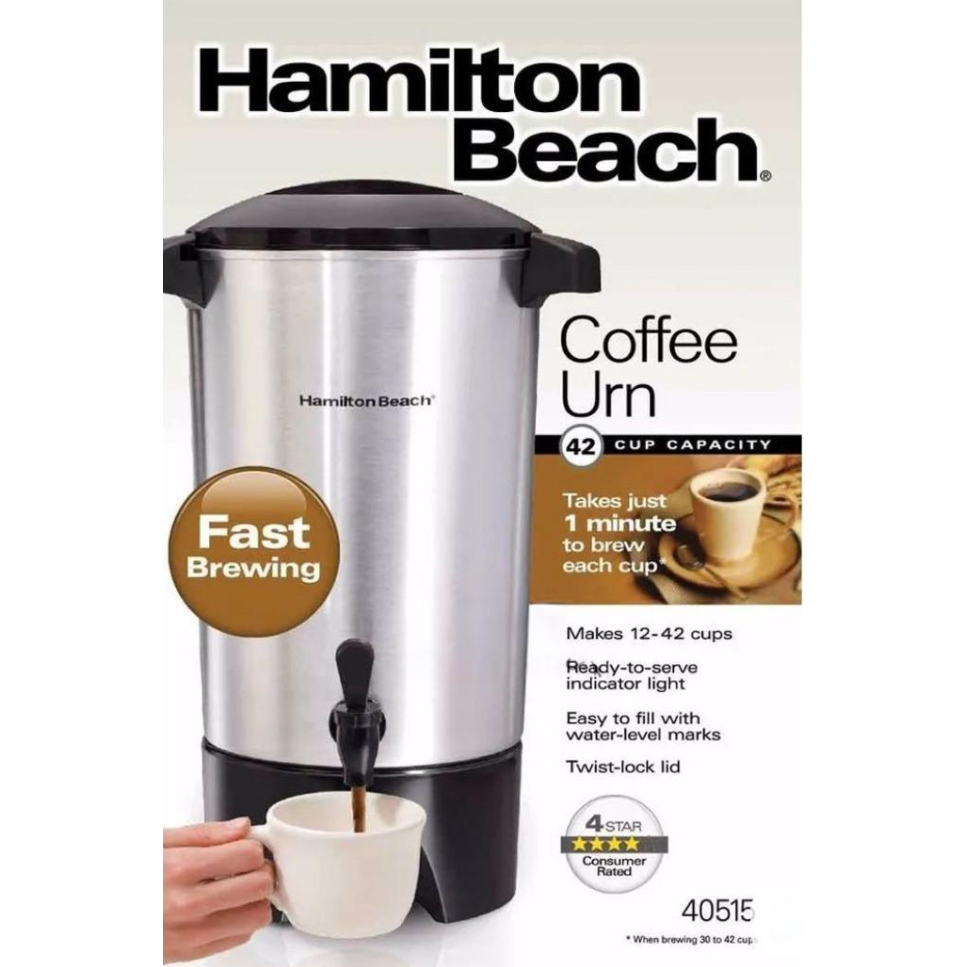 Wholesale-Hamilton Beach 40515R Coffee Urn 45-Cup Stainless Steel-Coffee Urn-Electro Vision Inc