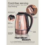 Wholesale-Hamilton Beach 40876 1.7 Liter Glass & Stainless Steel with Copper Finish Kettle-Electric Kettles-Electro Vision Inc