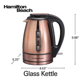 Wholesale-Hamilton Beach 40876 1.7 Liter Glass & Stainless Steel with Copper Finish Kettle-Electric Kettles-Electro Vision Inc