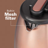 Wholesale-Hamilton Beach 40876 1.7 Liter Glass & Stainless Steel with Copper Finish Kettle-Electric Kettles-Electro Vision Inc