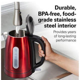 Wholesale-Hamilton Beach 41060 Stainless Steel Electric Kettle 1.7L - Red-Electric Kettles-Electro Vision Inc