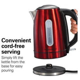 Wholesale-Hamilton Beach 41060 Stainless Steel Electric Kettle 1.7L - Red-Electric Kettles-Electro Vision Inc