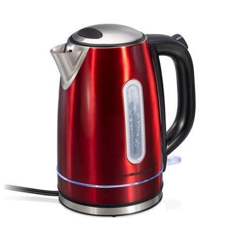 Wholesale-Hamilton Beach 41060 Stainless Steel Electric Kettle 1.7L - Red-Electric Kettles-Electro Vision Inc