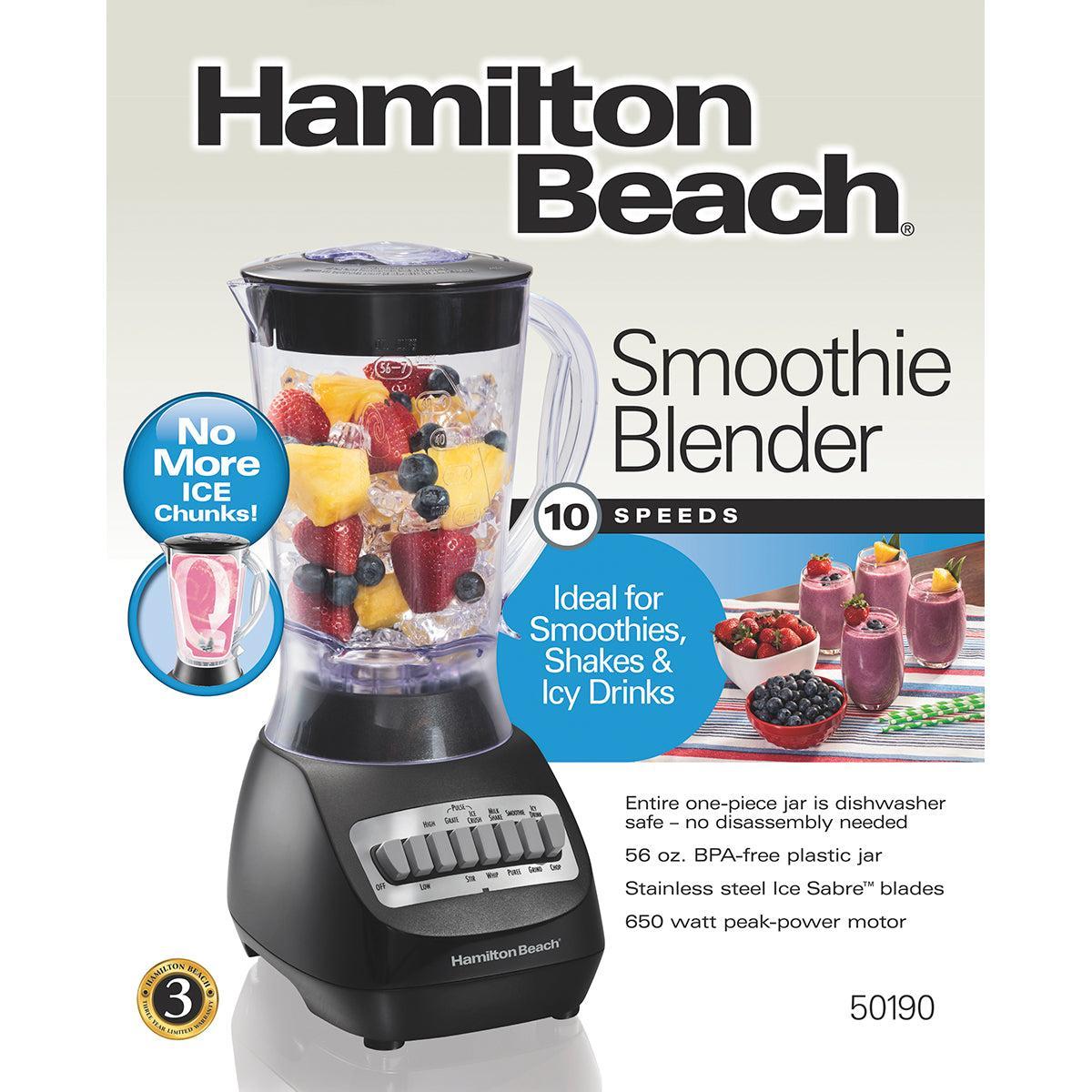 Wholesale-Hamilton Beach 50190-R/B Plastic Jar Blender 56 Oz - CERTIFIED REFURBISHED-Blender-Electro Vision Inc