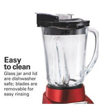 Wholesale-Hamilton Beach 53519-R/B Glass Jar Blender, Red, 48 oz - CERTIFIED REFURBISHED-Blender-Electro Vision Inc