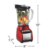 Wholesale-Hamilton Beach 53519-R/B Glass Jar Blender, Red, 48 oz - CERTIFIED REFURBISHED-Blender-Electro Vision Inc