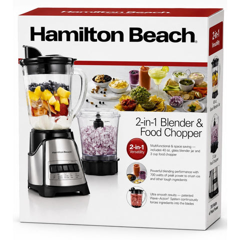 Wholesale-Hamilton Beach 58149 Power Elite Blender with 40oz Glass Jar and 3-Cup Food Chopper-Blender-Electro Vision Inc