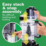 Wholesale-Hamilton Beach 70727-R/B Stack and Snap Food Processor 12 Cup - CERTIFIED REFURBISHED-Food Processor-Electro Vision Inc
