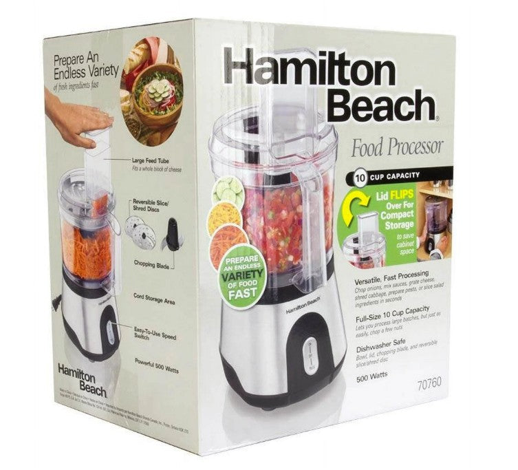 Wholesale-Hamilton Beach 70760 Food Processor 10 Cup - Stainless Steel-Food Processor-Electro Vision Inc