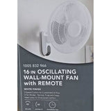 Wholesale-Hampton Bay WF16AR 16" Indoor Wall Mount Fan – Remote Control, 3-Speed, Oscillating-Wall Fan-Electro Vision Inc