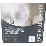 Wholesale-Hampton Bay WF16AR 16" Indoor Wall Mount Fan – Remote Control, 3-Speed, Oscillating-Wall Fan-Electro Vision Inc