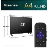 Wholesale-Hisense 43A4NR Class A4 Series FHD Roku Smart TV 43"-Smart TV-Electro Vision Inc