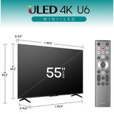 Wholesale-Hisense 55U6N Class U6 Series Mini-LED 4K UHD QLED Smart Google TV 55"-Smart TV-Electro Vision Inc