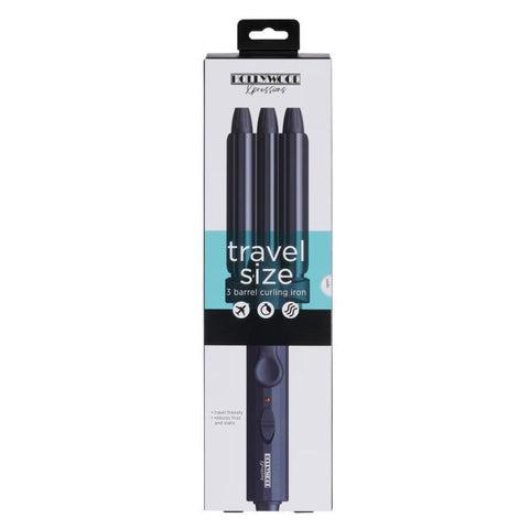 Wholesale-Hollywood CXH15003BLK Travel Size 3-Barrel Curling Iron - Black-Curling Iron-Electro Vision Inc