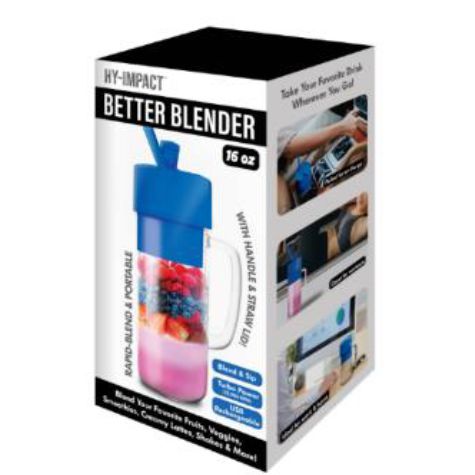 Wholesale-Hy-Impact Better Blender - Personal with handle and straw - 16oz. USB Rechargeable-Blender-Electro Vision Inc