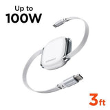 Wholesale-HyperGear 16169 Flexi Go USB-C to USB-C Retractable Cable 3ft - White-USB Cable-Electro Vision Inc