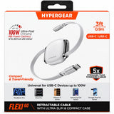 Wholesale-HyperGear 16169 Flexi Go USB-C to USB-C Retractable Cable 3ft - White-USB Cable-Electro Vision Inc