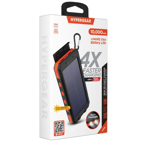 Wholesale-Hypergear 16160 Solpro 10K Solar Power Bank Fast Charge 20W USB-C-Power Bank-Electro Vision Inc