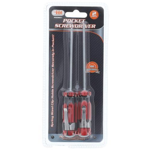 Wholesale-IIT 60801 2pc POCKET CLIP SCREWDRIVER-Screwdriver Set-Electro Vision Inc