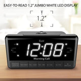 Wholesale-ILUV MORCAL3ULBK Morning Call 3 - 1.2"Jumbo WHT LED projection alarm clock / FM Radio / Charging Port-Electro Vision Inc