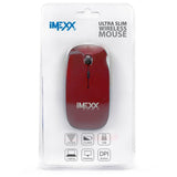 Wholesale-IMEXX 26316 MOUSE WIRELESS 2.4 GHZ ULTRA SLIM RED-Electro Vision Inc