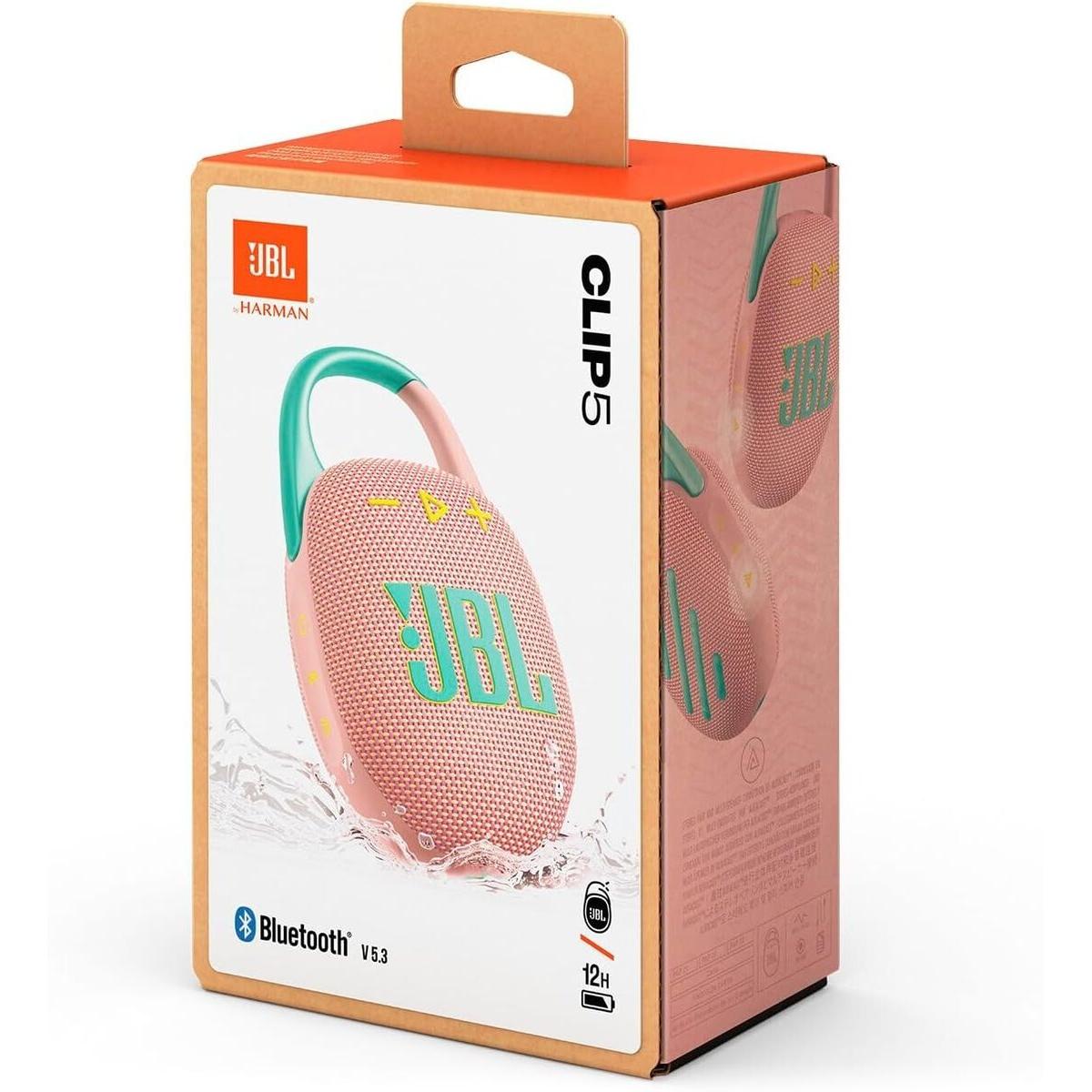 Wholesale-JBL Clip5-Pink Portable Bluetooth Speaker - Pink-Portable Wireless Speaker-Electro Vision Inc