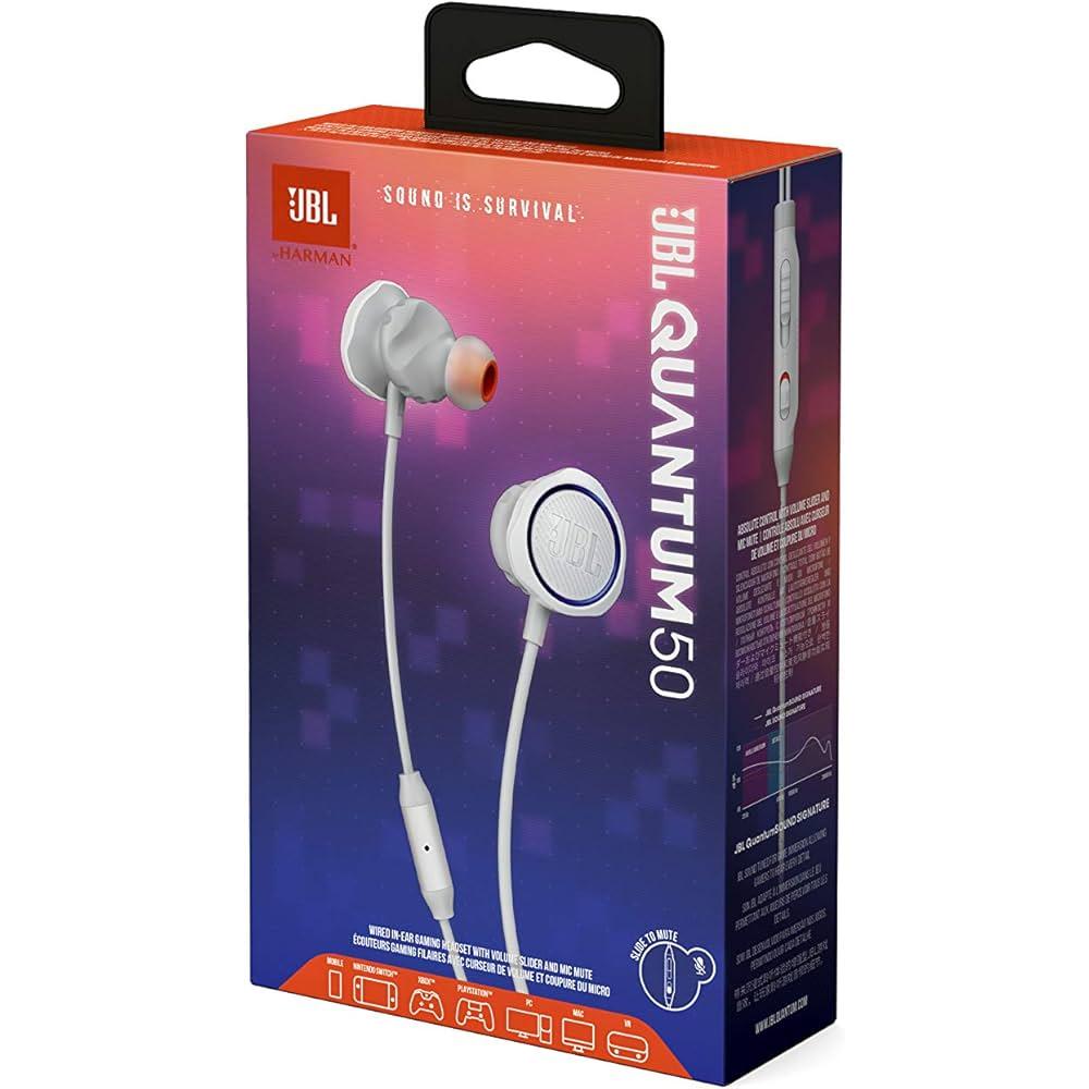 Wholesale-JBL Quantum50WHT Wired In-Ear Gaming Headphones White-Electro Vision Inc