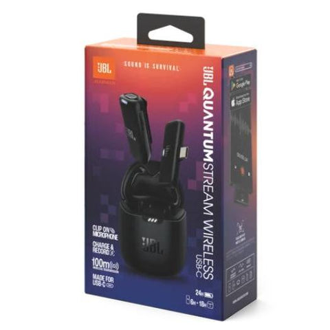 Wholesale-JBL STRMWLUSBCBLKAM Quantum Stream Wireless Clip-On Mic with USB-C Dongle - Black-Clip On Mic-Electro Vision Inc
