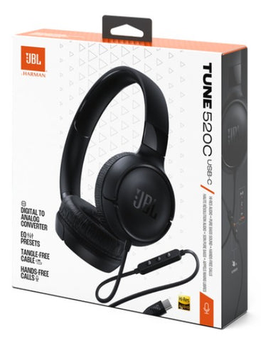 Wholesale-JBL T520C-Black Tune 520C USB-C Wired Headphones - Black-Headphones-Electro Vision Inc