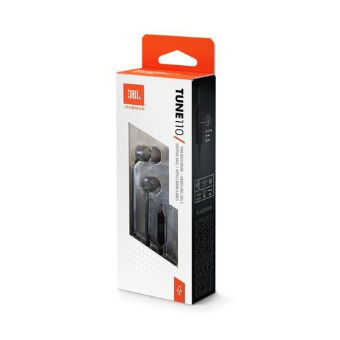 Wholesale-JBL Tune 110 In-Ear Headphone with One Button Remote - Black-Electro Vision Inc