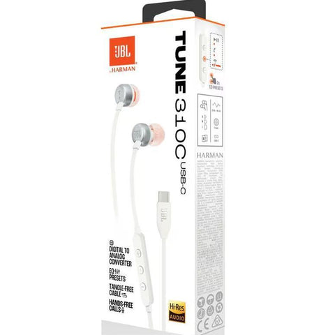 Wholesale-JBL Tune310WHT USB-C Earbuds w Mic White-Electro Vision Inc