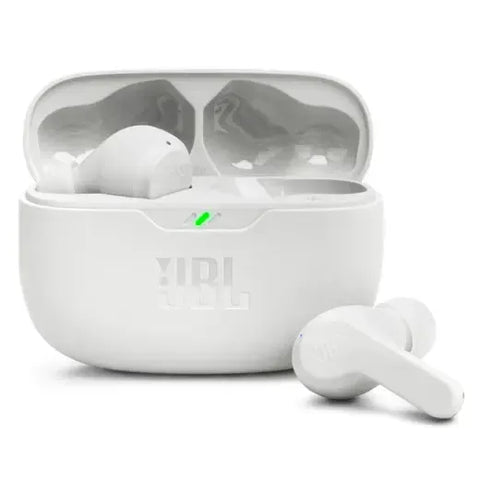 Wholesale-JBL VibeBeam-White True Wireless JBL Deep Bass Sound Earbuds -32 hour Battery - White-Electro Vision Inc