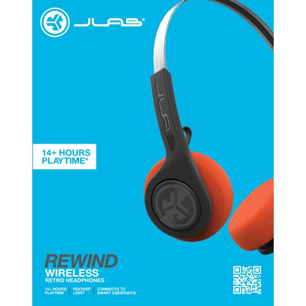 Wholesale-JLab HBREWINDRBLK4 Rewind Retro Wireless Headphones Black-Headphone-Electro Vision Inc