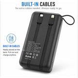 Wholesale-JoyFar JFPB02 Portable Charger Power Bank 30000mAh Built-in Cable USB-C and Lightning-Power Bank-Electro Vision Inc
