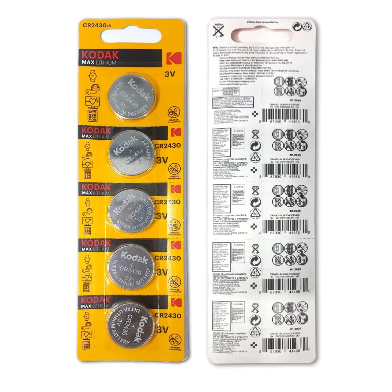 Wholesale-KODAK CR-2430 5-PACK LITHIUM COIN-battery-Electro Vision Inc