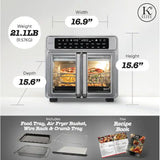 Wholesale-Kitchen Elite AF109FD French Door Air Fryer Oven 26 Qt - Stainless Steel-Air Fryer Oven-Electro Vision Inc