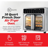 Wholesale-Kitchen Elite AFO110FD French Door Air Fryer Oven 16 Qt - Stainless Steel-Air Fryer Oven-Electro Vision Inc