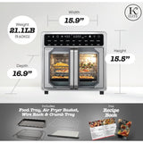 Wholesale-Kitchen Elite AFO110FD French Door Air Fryer Oven 16 Qt - Stainless Steel-Air Fryer Oven-Electro Vision Inc
