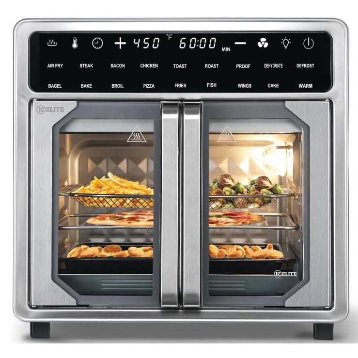Wholesale-Kitchen Elite AFO110FD French Door Air Fryer Oven 16 Qt - Stainless Steel-Air Fryer Oven-Electro Vision Inc