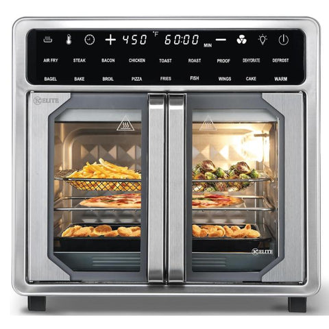 Wholesale-Kitchen Elite AFO110FD French Door Air Fryer Oven 16 Qt - Stainless Steel-Air Fryer Oven-Electro Vision Inc