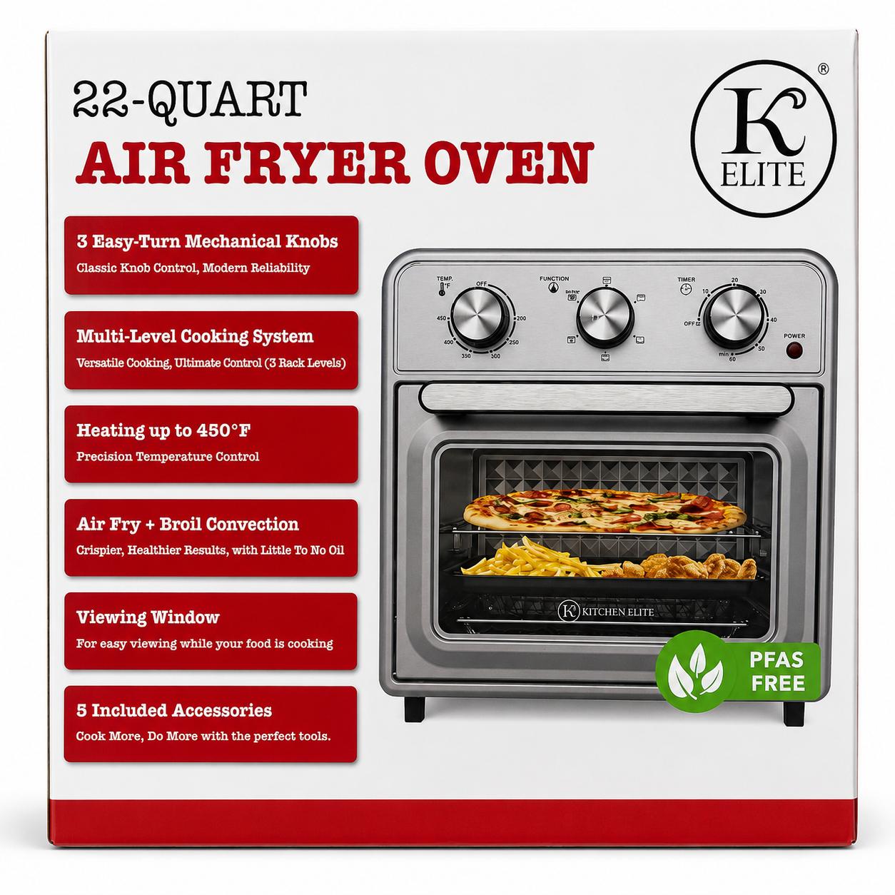 Wholesale-Kitchen Elite AFO111MC Air Fryer Oven 22 QT - Stainless Steel-Air Fryer Oven-Electro Vision Inc