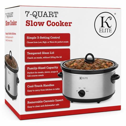Wholesale-Kitchen Elite SC101 Slow Cooker 7 Qt - Stainless Steel-Slow Cooker-Electro Vision Inc