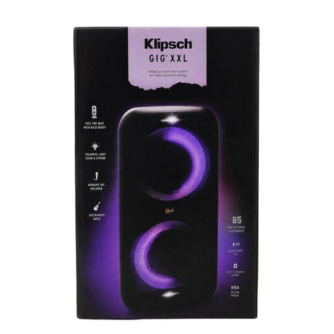 Wholesale-Klipsch GIG XXL Bluetooth Wireless Party Speaker with Wired Microphone, RGB Lighting-Speaker-Electro Vision Inc